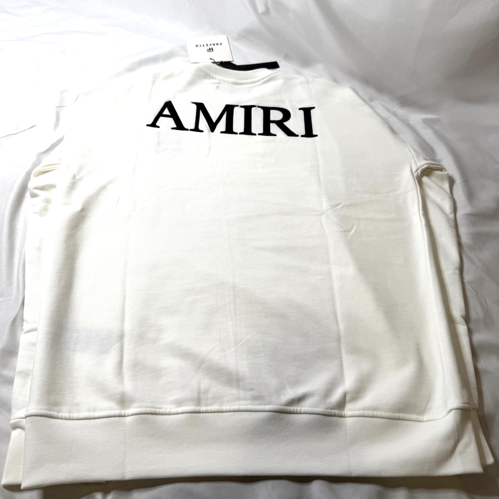 AMIRI White Crewneck Sweater with Black Logo - Picture 4 of 5